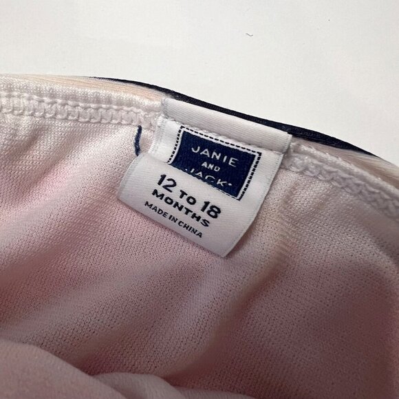 Janie & Jack Baby Girls One Piece Swimsuit 12-18 M Pink Bow Stripes Nautical - Picture 3 of 5